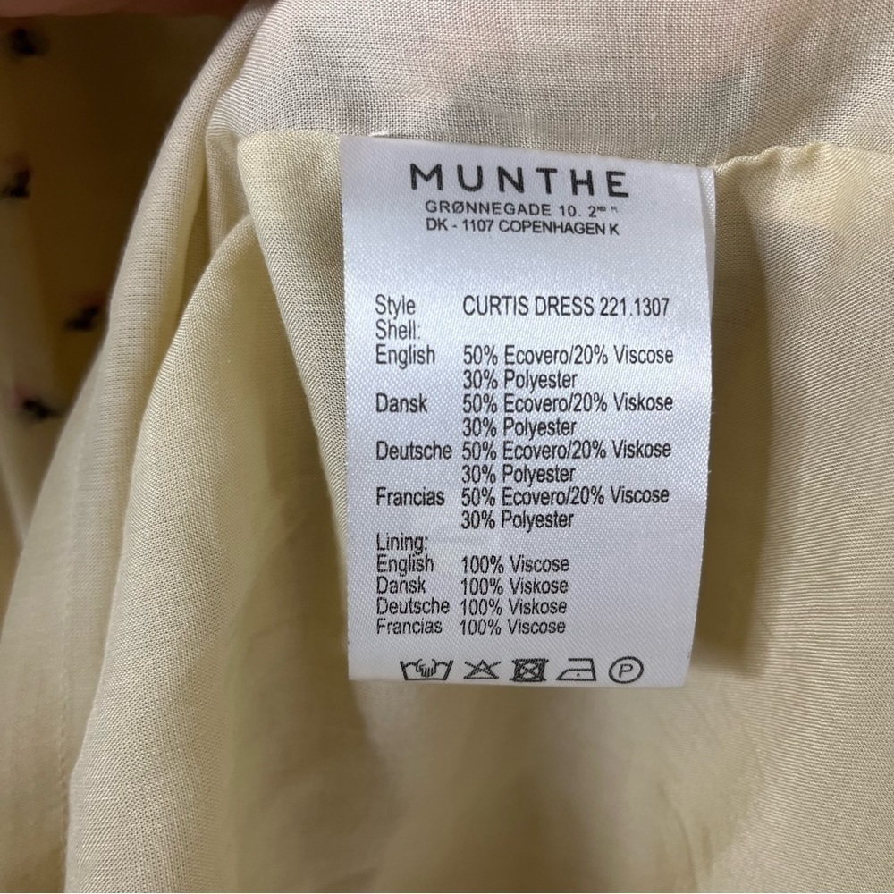 Munthe Curtis Floral Midi Dress Cream Size 38 Back Cutout Ruffle Trim - Picture 12 of 13